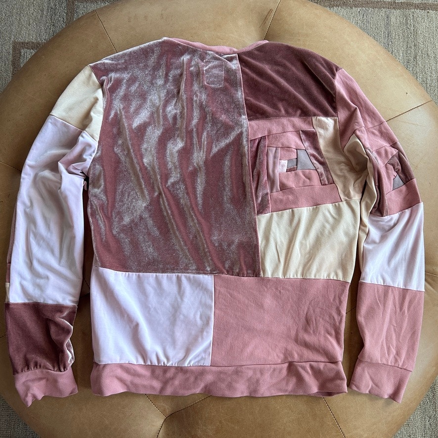 Zero Waste Daniel Zwd Mens S Patchwork Velvet Reroll Sweatshirt Art To Wear — image 2 of 8